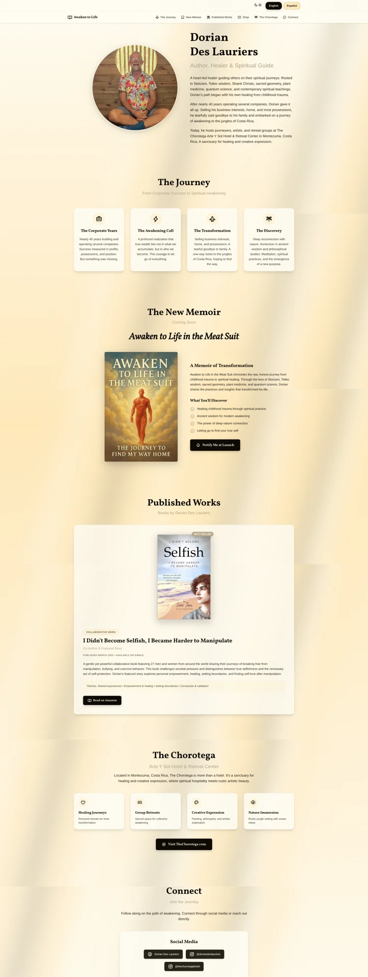 Screenshot of the Awaken to Life - Book Launch Site project