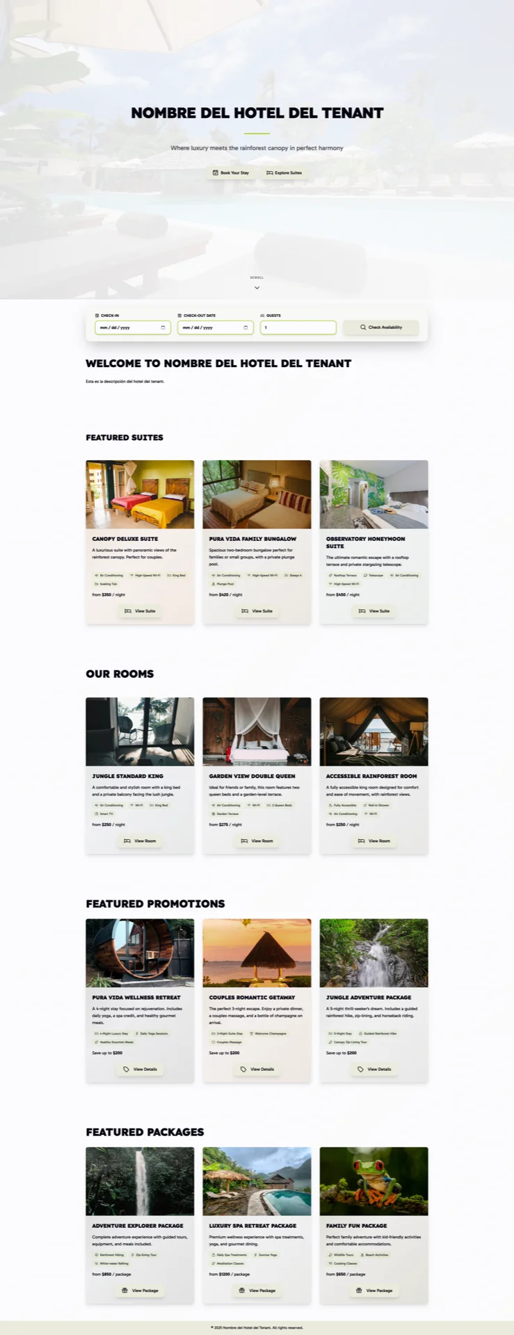 Screenshot of the Vector Bookings project